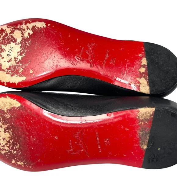 CHRISTIAN LOUBOUTIN Black Bow Leather Ballet Flats Womens 35 5 - Picture 13 of 13